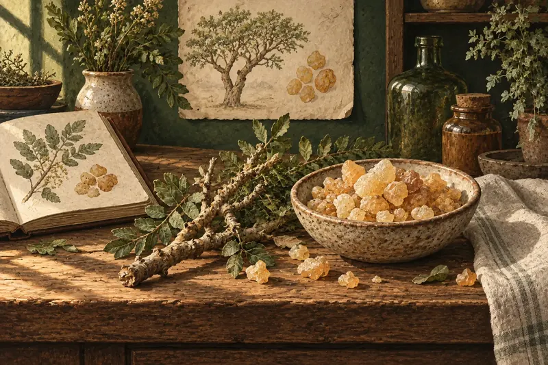 Botanical field-guide illustration for Frankincense