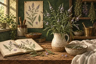 Botanical field-guide illustration for Vervain