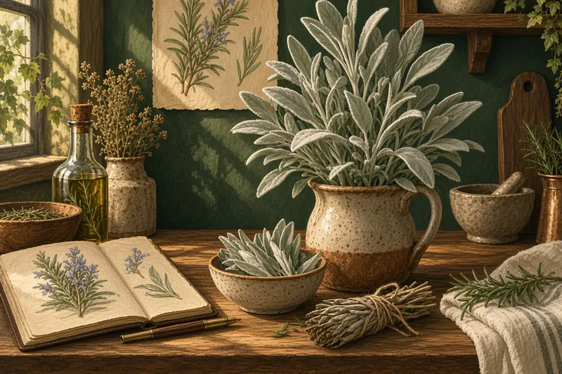 Botanical field-guide illustration for White Sage
