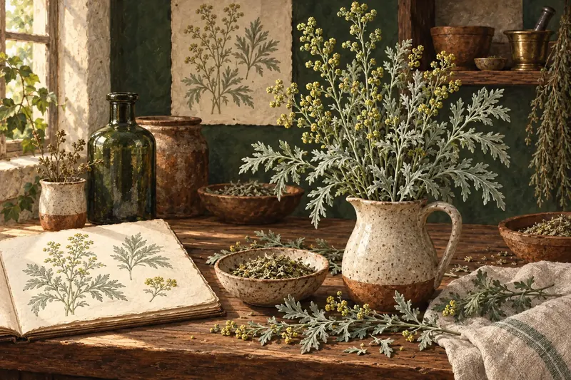 Botanical field-guide illustration for Wormwood