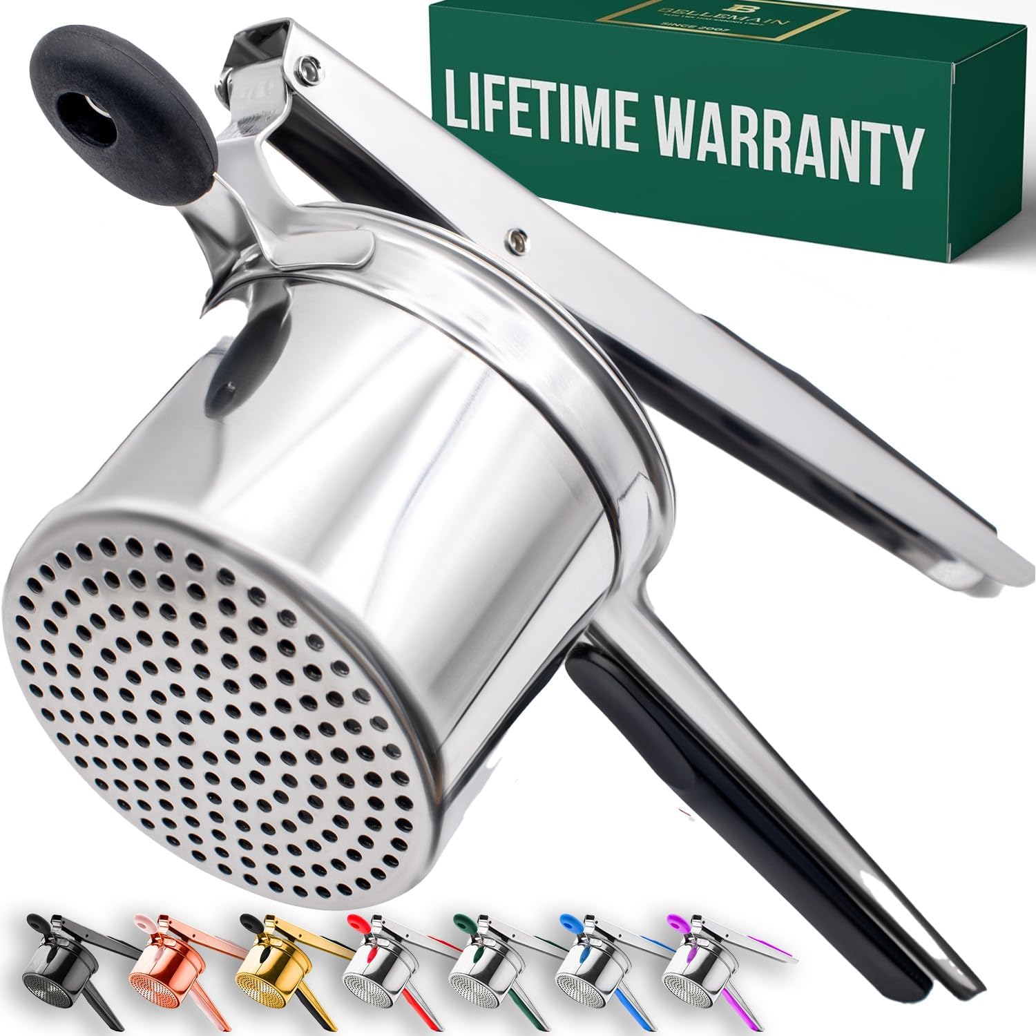 Bellemain stainless-steel potato ricer with removable pressing plates