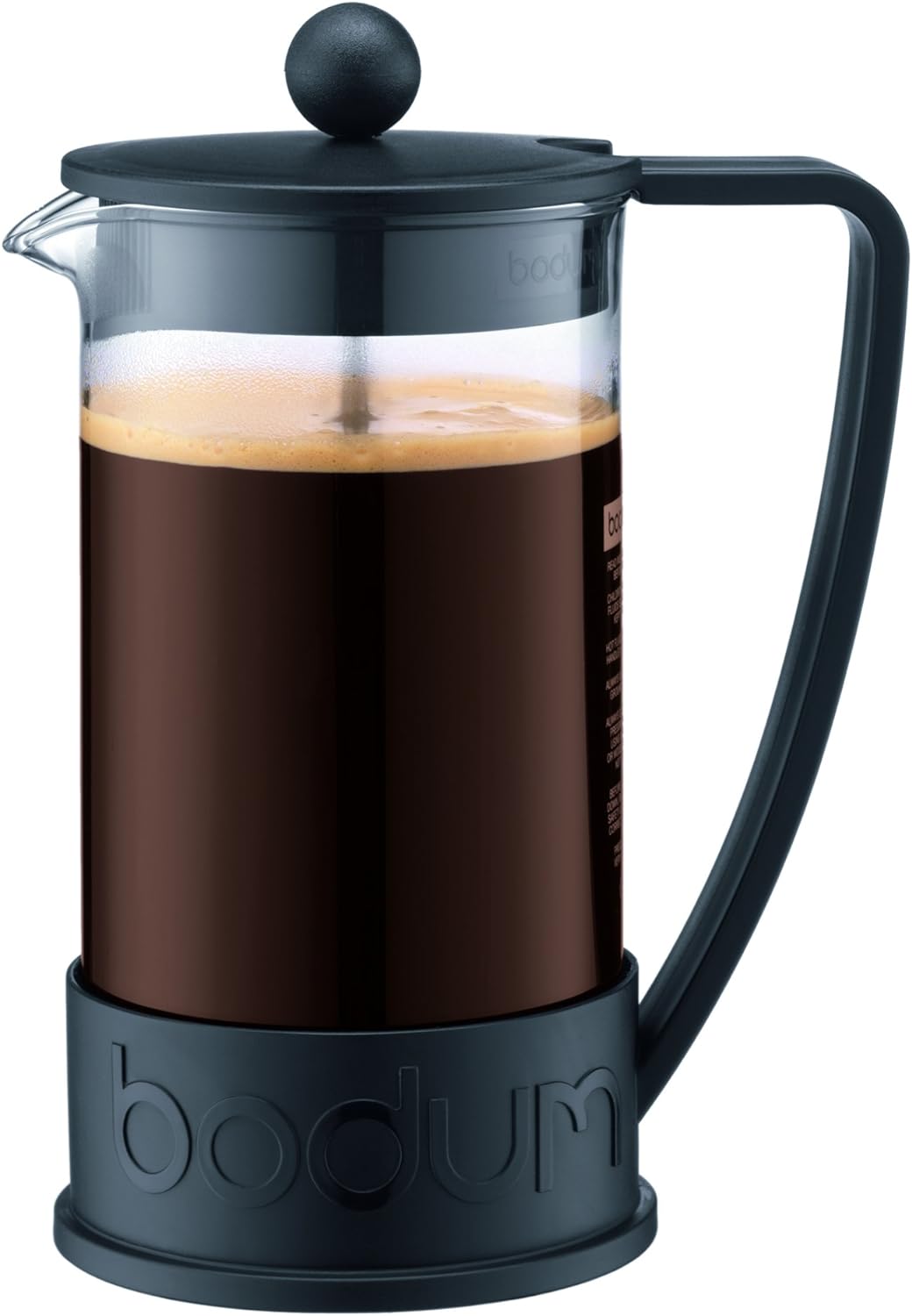 Bodum Brazil glass French press with black frame and plunger