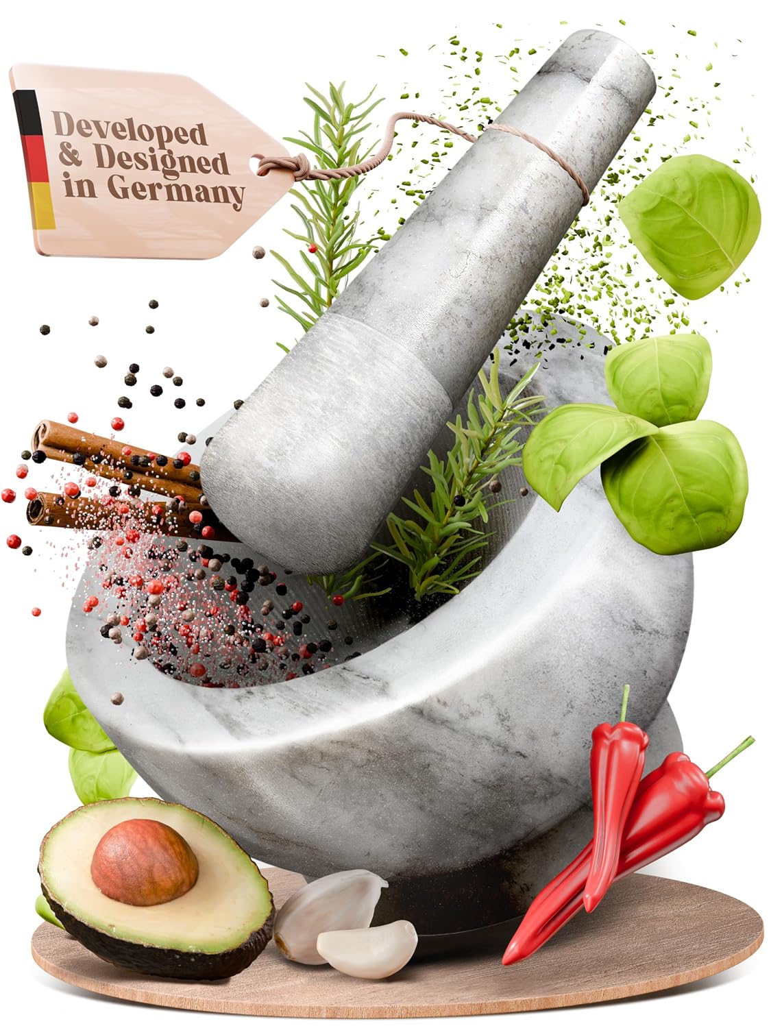 White marble mortar and pestle set