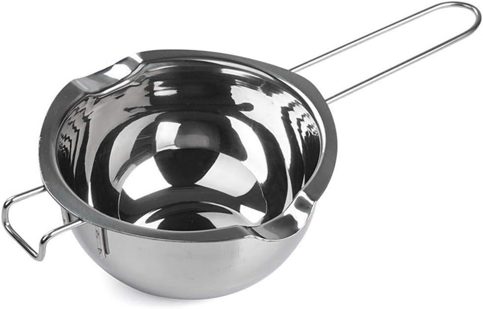 Small stainless-steel double boiler pot with a long handle