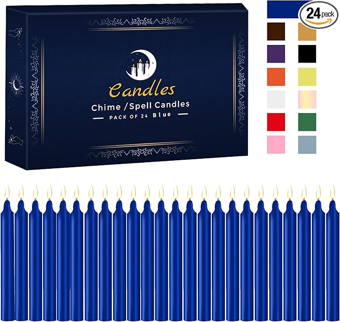 Blue 4-inch chime candles in a 24-count box