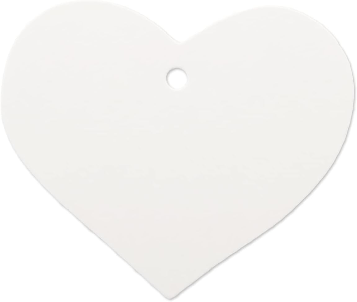 White heart-shaped paper tags with jute twine