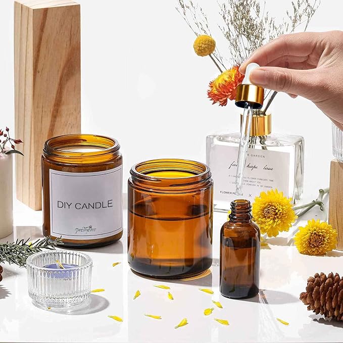Amber glass jars pictured in the PrettyCare listing image