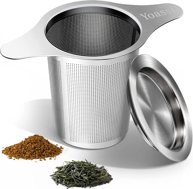 Stainless-steel mesh tea infuser basket with double handles
